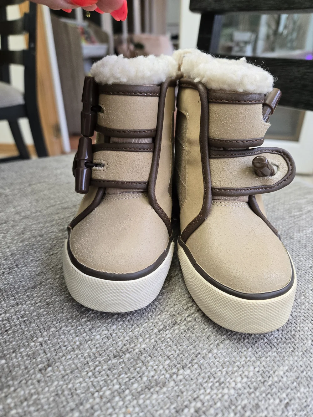 Lacoste Kids Tan and Brown Shearling Winter Boots